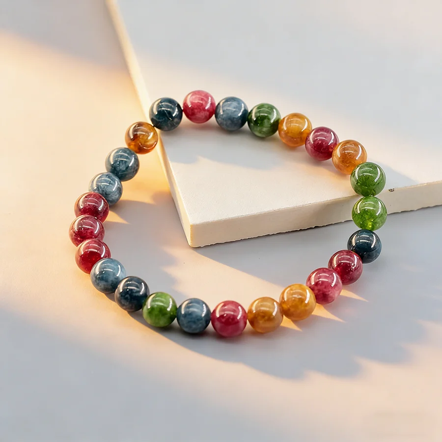 5A Natural Stone Aquamarine Blue Chalcedony Beads Bracelets Women Original Reiki Healing Round Stone Strand Bangles Friend Gift