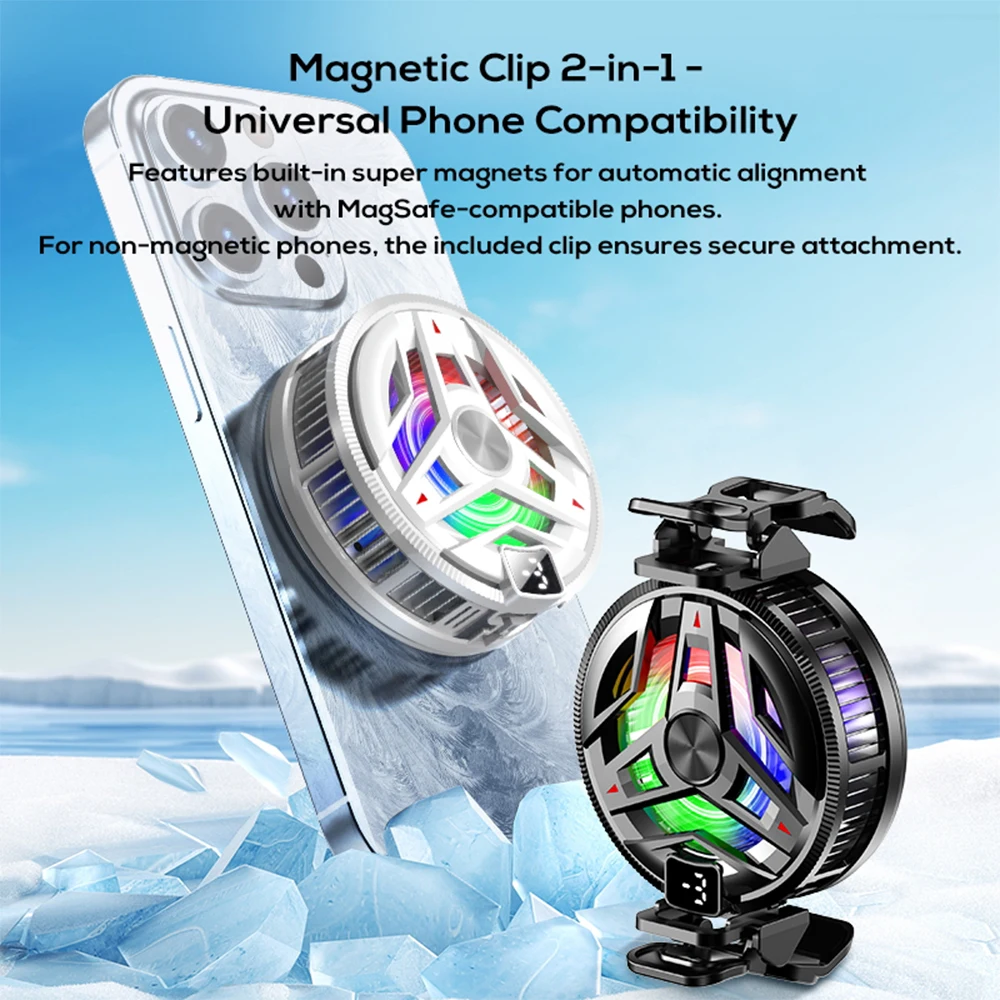 Phones Cooler 3-gear Type-C Port Power Supply Semiconductor Refrigeration Cool Down Digital Display Magnetic Cellphones Radiator