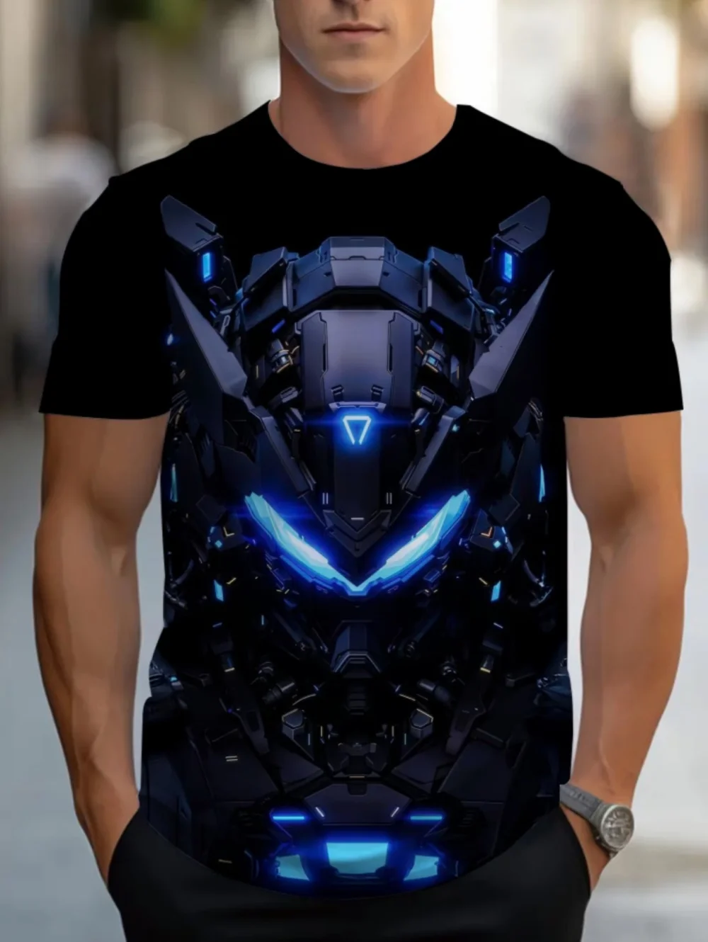 Men's 3D Printed Street Knight Gold Ninja Armor T-Shirt Casual Harajuku O-Neck Party Role Playing Short Sleeve Funny Tee Tops