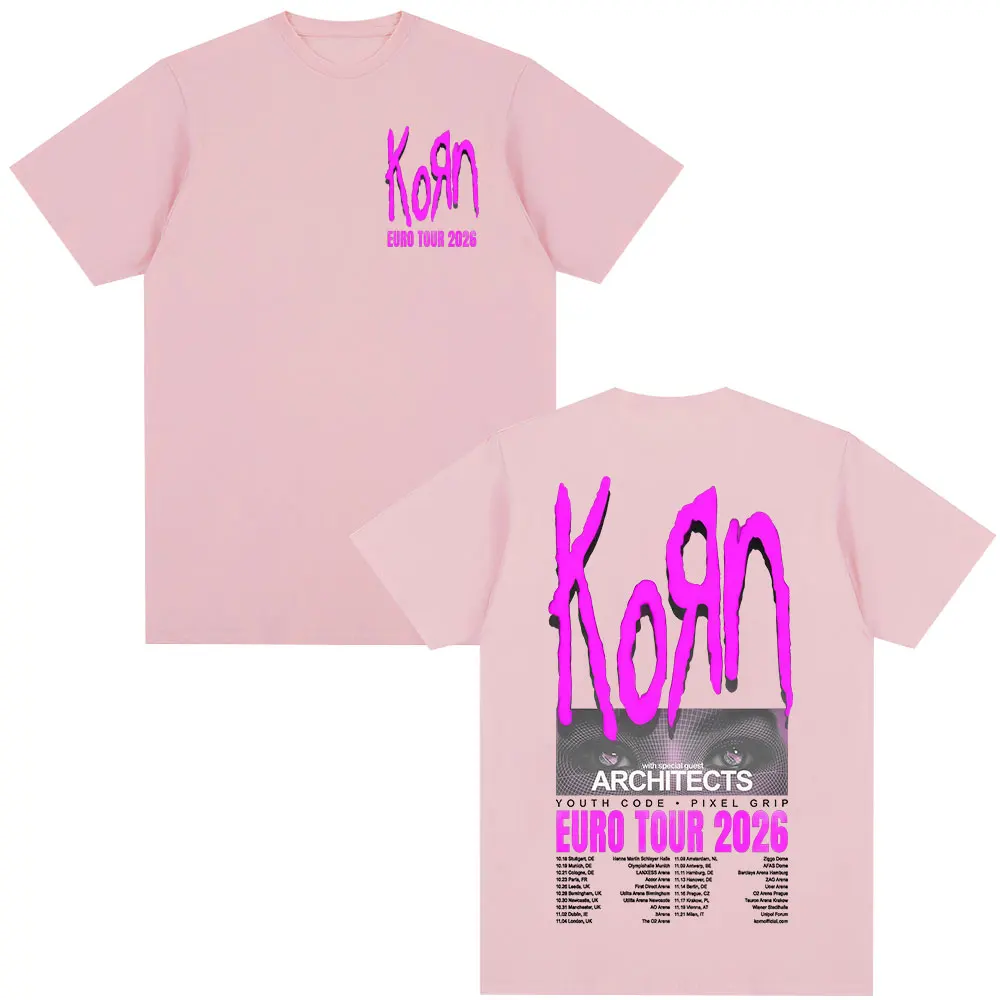 Korn Tour 2026 Merch T Shirt Fan Gifts Metal Gothic Rock Band T Shirts Men Women Clothing Cotton Oversized Short Sleeve T-shirt