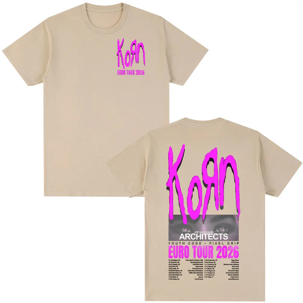 Korn Tour 2026 Merch T Shirt Fan Gifts Metal Gothic Rock Band T Shirts Men Women Clothing Cotton Oversized Short Sleeve T-shirt