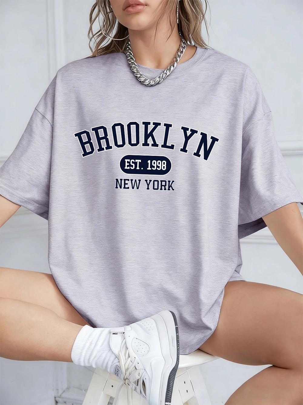 Brooklyn New York Est 1998 Prints T-Shirts Women Summer Short Sleeve T Shirt Loose O-Neck Comfortable Tops Casual Clothes