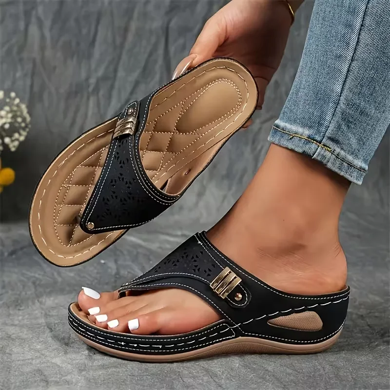 New Summer Women Wedge Sandals Open Toe Outdoor Flip Flops Fashion Casual Designer Shoes Slip on Platform Sandals Slides Women
