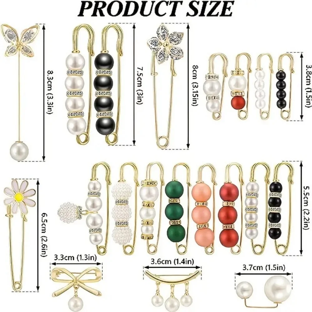 40-Pack Mixed Style Anti-exposure Brooch Button Set, Exquisite Versatile Style, Suitable for Waist Cinching / Neckline Security