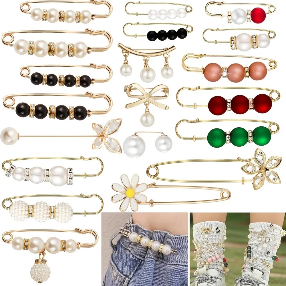 40-Pack Mixed Style Anti-exposure Brooch Button Set, Exquisite Versatile Style, Suitable for Waist Cinching / Neckline Security