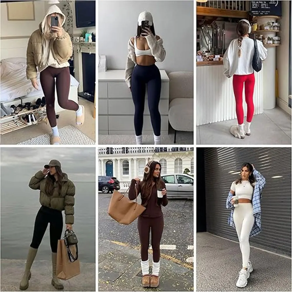 Christmas High Waist Tummy Control Butt Lifting Yoga Leggings Slim Fitness Workout Pants Black Stretchy Athletic Womens Trousers