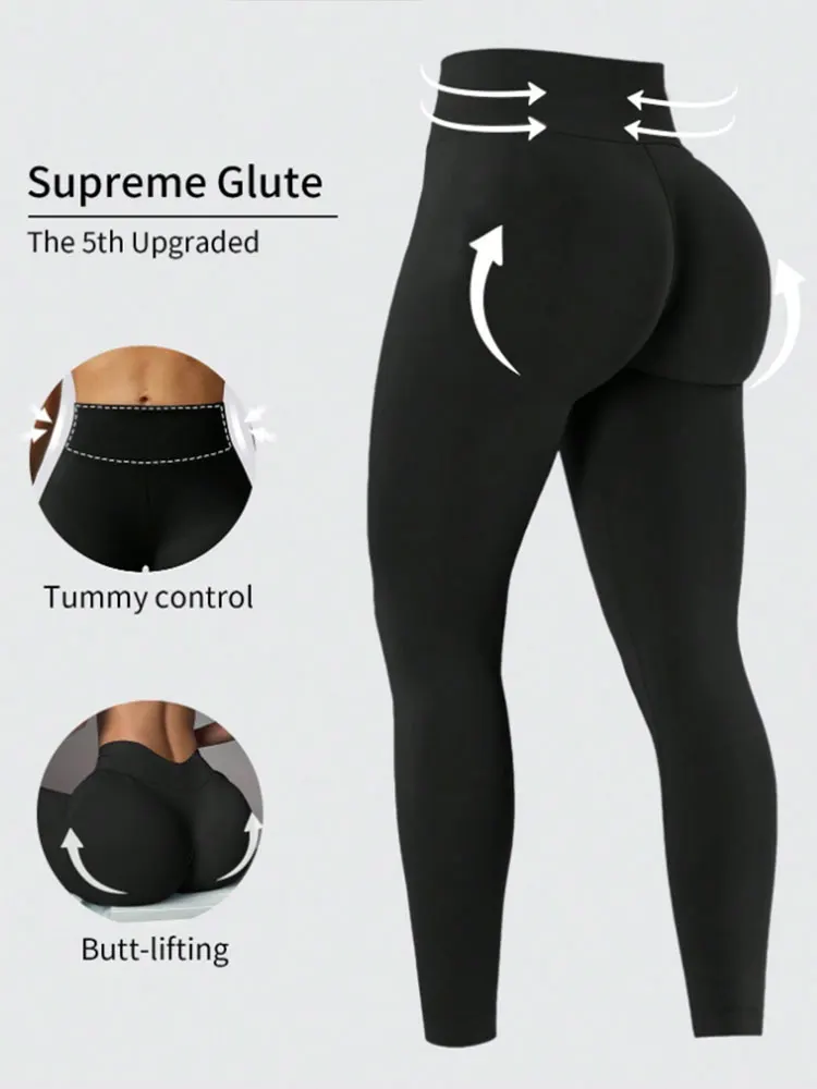 Christmas High Waist Tummy Control Butt Lifting Yoga Leggings Slim Fitness Workout Pants Black Stretchy Athletic Womens Trousers