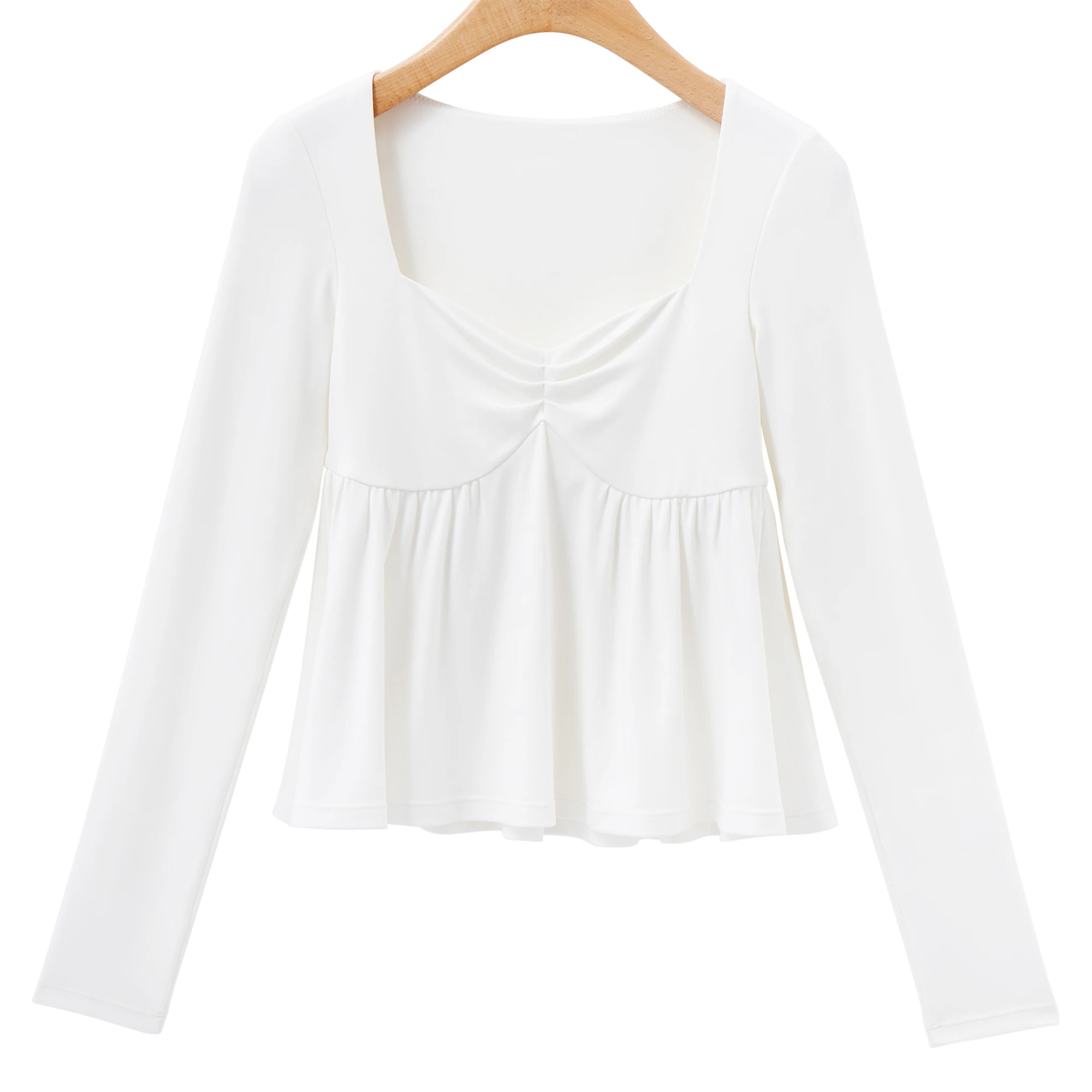 Women Fairy Y2k Cottage T-shirt Coquette Square Neck Long Sleeve Babydoll Tees Autumn Spring Vintage Clothes Casual Pullover Top