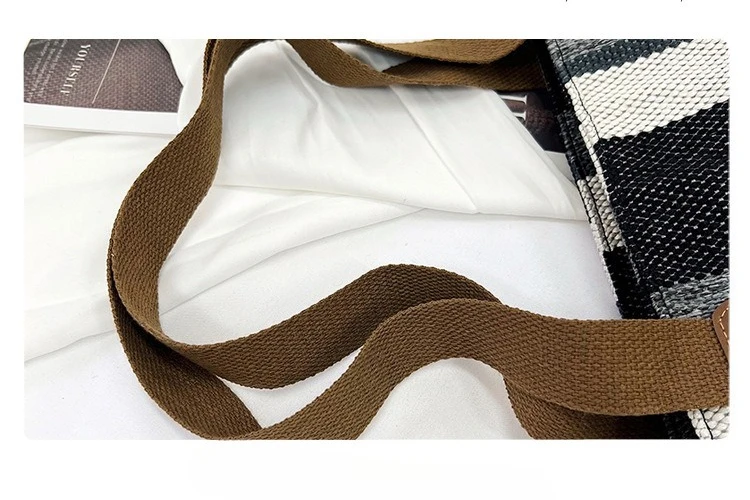 New style Big bag, women's new striped canvas bag, commuting tote bag, trendy single shoulder crossbody bag, versatile mommy bag