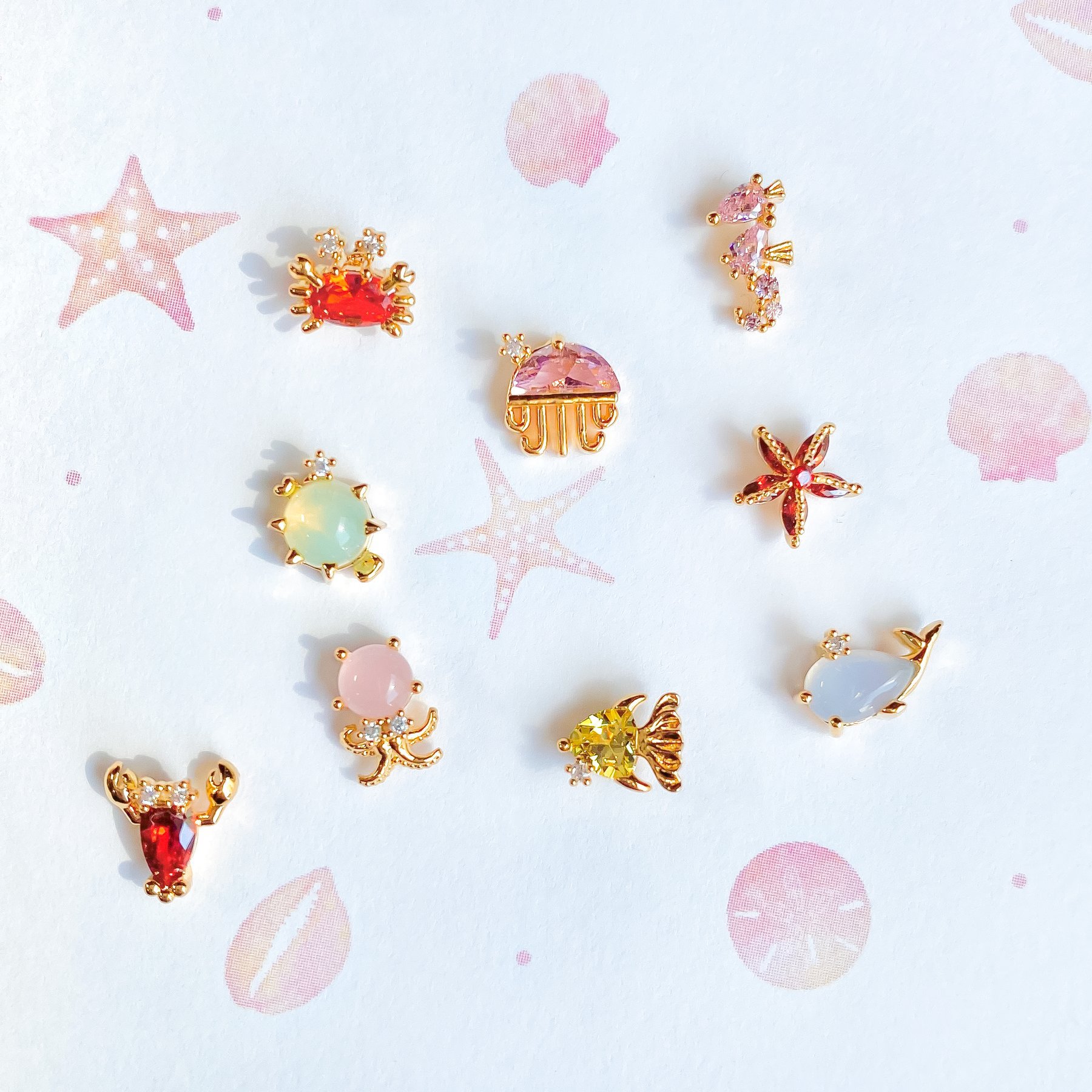 Ins Hot Sale Multicolor Crystal Ocean Animal Charm Pendant&necklaces for Women Delicate Starfish Chain Choker Necklaces