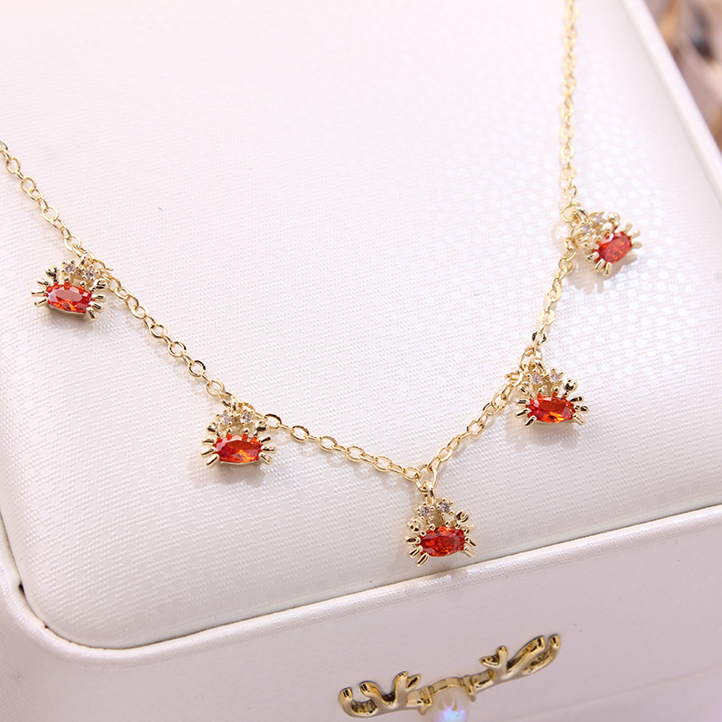 Ins Hot Sale Multicolor Crystal Ocean Animal Charm Pendant&necklaces for Women Delicate Starfish Chain Choker Necklaces