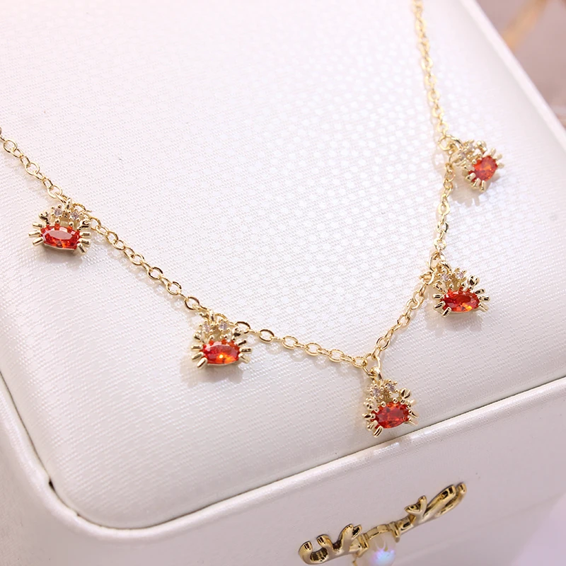 Ins Hot Sale Multicolor Crystal Ocean Animal Charm Pendant&necklaces for Women Delicate Starfish Chain Choker Necklaces