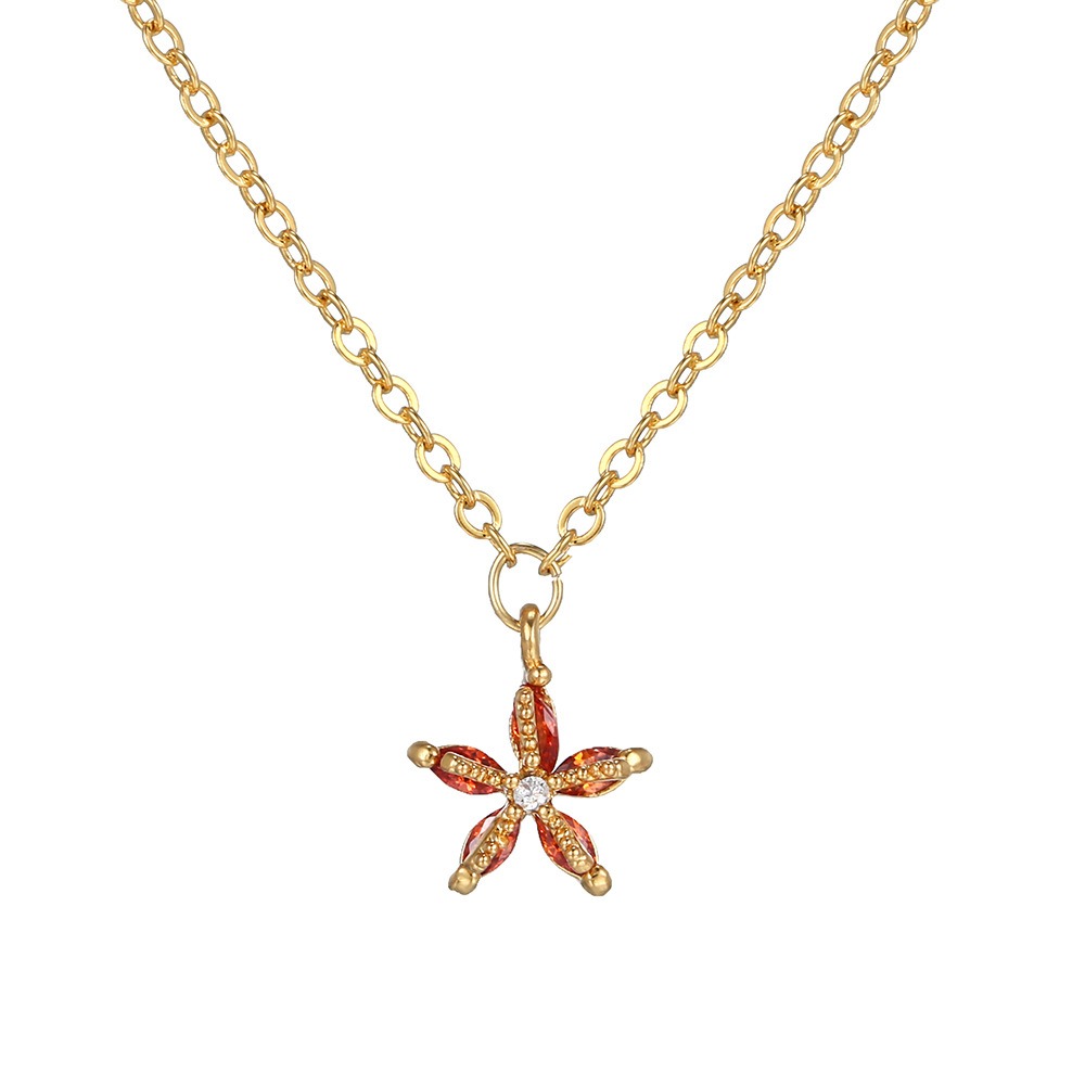 Ins Hot Sale Multicolor Crystal Ocean Animal Charm Pendant&necklaces for Women Delicate Starfish Chain Choker Necklaces