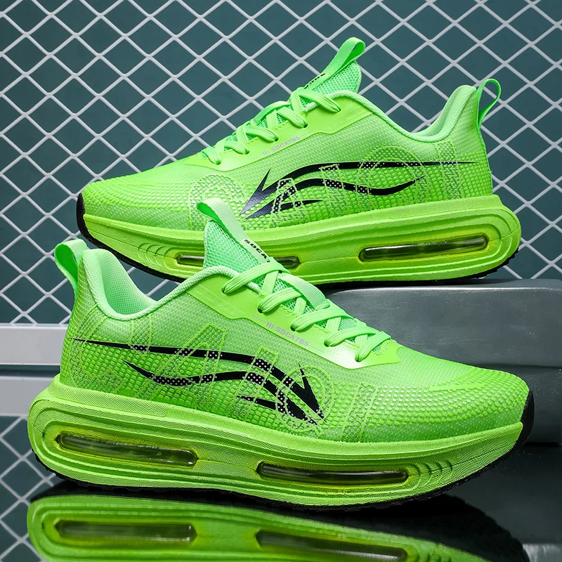 Men's Breathable Running Shoes for All Seasons - Shock-Absorbing Sole, Non-Slip Grip, Geometric Stripe Design, Suitable for Outdoor Jogging, Gym, and Casual Wear