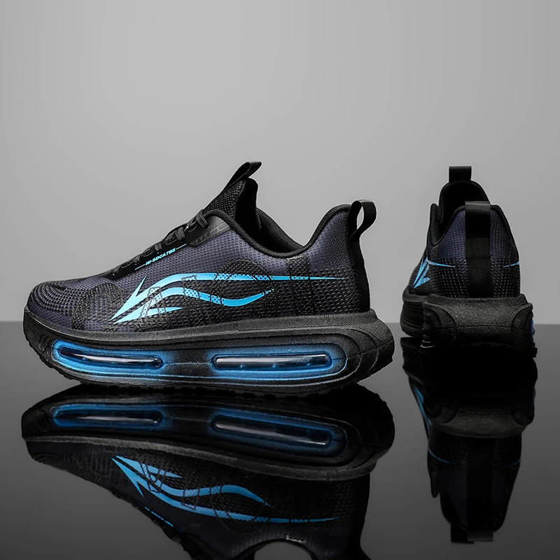 Men's Breathable Running Shoes for All Seasons - Shock-Absorbing Sole, Non-Slip Grip, Geometric Stripe Design, Suitable for Outdoor Jogging, Gym, and Casual Wear