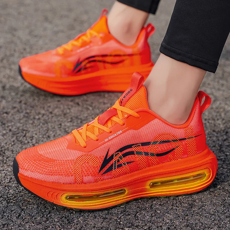 Men's Breathable Running Shoes for All Seasons - Shock-Absorbing Sole, Non-Slip Grip, Geometric Stripe Design, Suitable for Outdoor Jogging, Gym, and Casual Wear