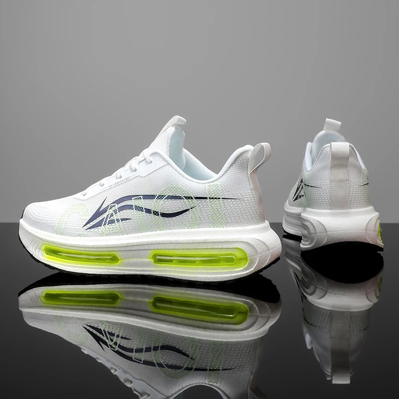 Men's Breathable Running Shoes for All Seasons - Shock-Absorbing Sole, Non-Slip Grip, Geometric Stripe Design, Suitable for Outdoor Jogging, Gym, and Casual Wear