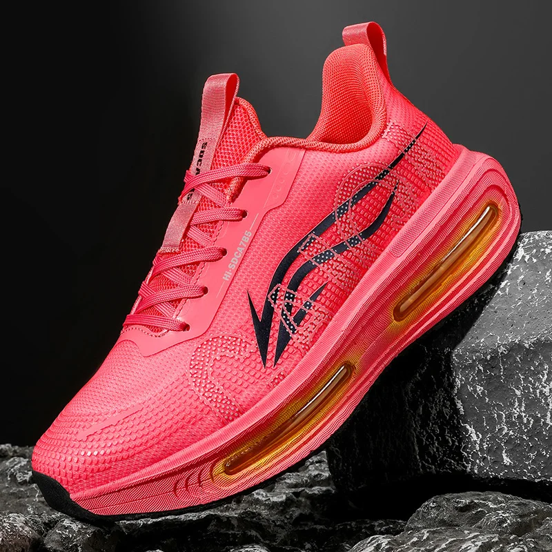 Men's Breathable Running Shoes for All Seasons - Shock-Absorbing Sole, Non-Slip Grip, Geometric Stripe Design, Suitable for Outdoor Jogging, Gym, and Casual Wear