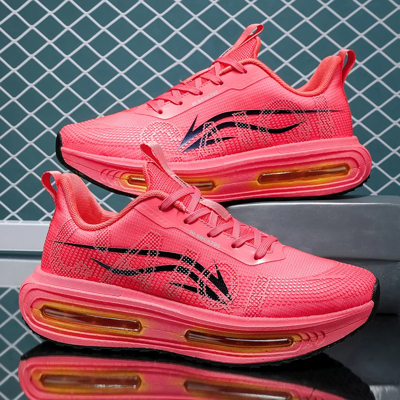 Men's Breathable Running Shoes for All Seasons - Shock-Absorbing Sole, Non-Slip Grip, Geometric Stripe Design, Suitable for Outdoor Jogging, Gym, and Casual Wear