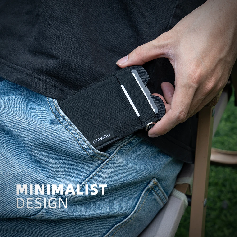 Slim Card Holder Wallet with RFID Blocking, Elastic Pocket - Minimalist 5+ Card Holder, Keyring & ID Slot for Men Women