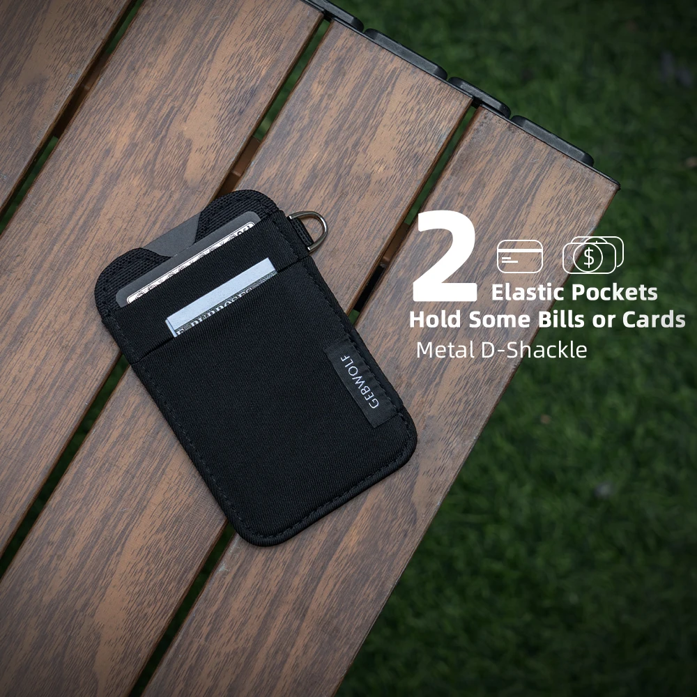 Slim Card Holder Wallet with RFID Blocking, Elastic Pocket - Minimalist 5+ Card Holder, Keyring & ID Slot for Men Women