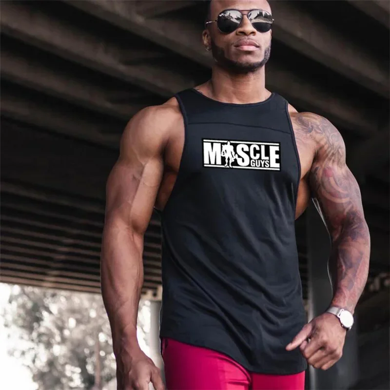Mens Summer Cotton Workout Tank Tops Gym Bodybuilding Sleeveless Singlets Fitness Clothing Breathable Loose Muscle Shirts