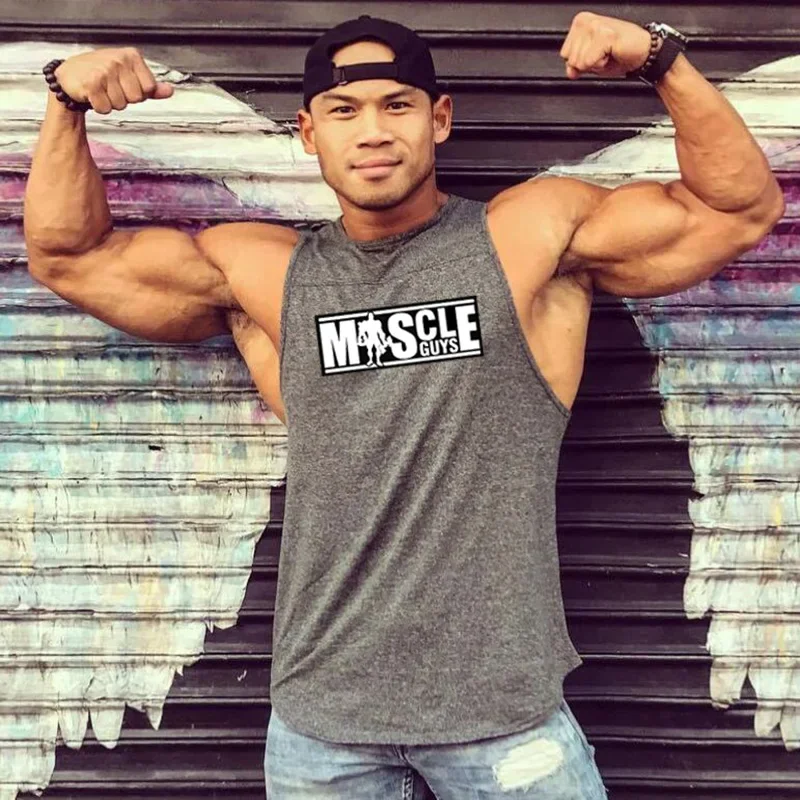 Mens Summer Cotton Workout Tank Tops Gym Bodybuilding Sleeveless Singlets Fitness Clothing Breathable Loose Muscle Shirts