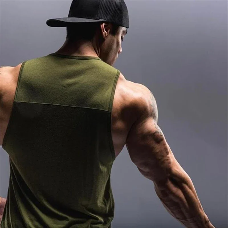 Mens Summer Cotton Workout Tank Tops Gym Bodybuilding Sleeveless Singlets Fitness Clothing Breathable Loose Muscle Shirts