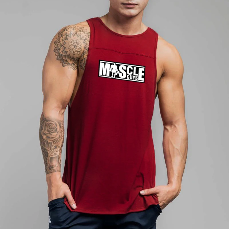 Mens Summer Cotton Workout Tank Tops Gym Bodybuilding Sleeveless Singlets Fitness Clothing Breathable Loose Muscle Shirts