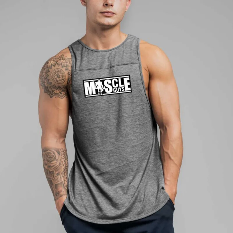 Mens Summer Cotton Workout Tank Tops Gym Bodybuilding Sleeveless Singlets Fitness Clothing Breathable Loose Muscle Shirts
