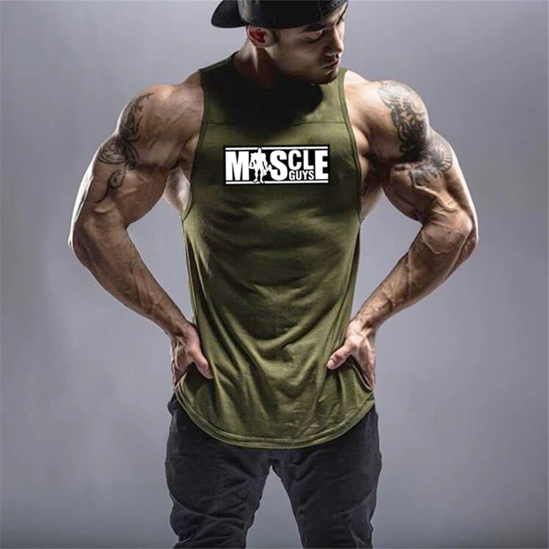 Mens Summer Cotton Workout Tank Tops Gym Bodybuilding Sleeveless Singlets Fitness Clothing Breathable Loose Muscle Shirts