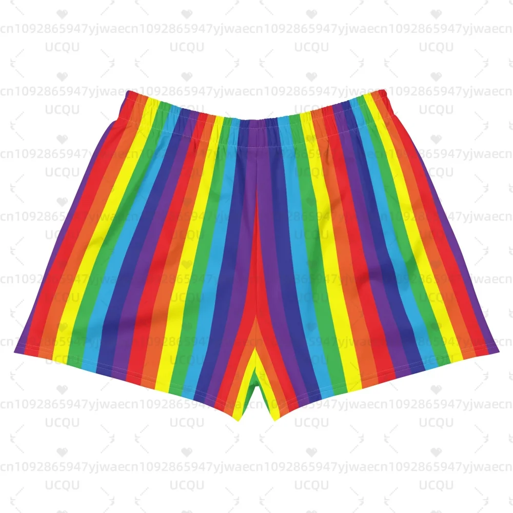 Rainbow Stripe Festival Shorts Yume Kawaii Shorts Pastel Goth Clothing Pride Run Swim Gym Workout Women's Shorts