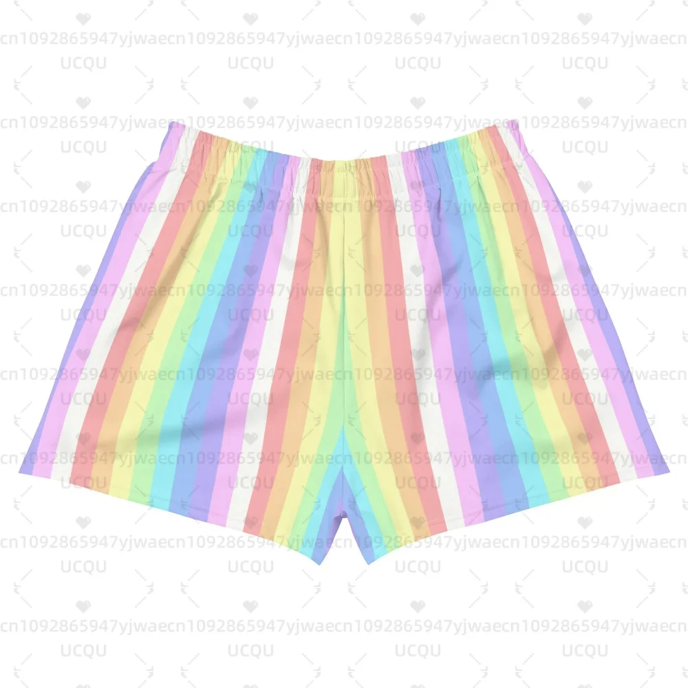 Rainbow Stripe Festival Shorts Yume Kawaii Shorts Pastel Goth Clothing Pride Run Swim Gym Workout Women's Shorts
