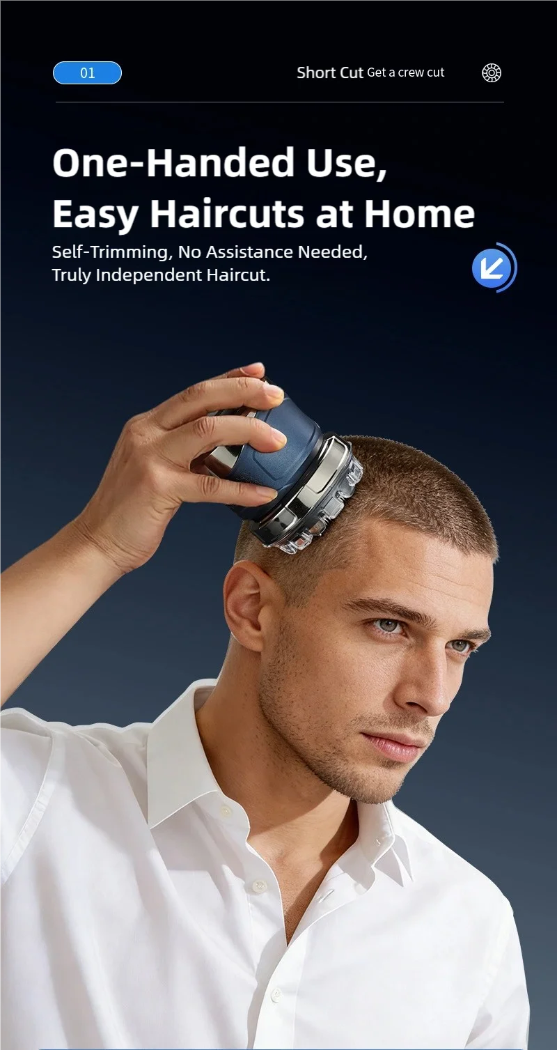 TINSOL  Men's Electric Hair Trimmer Automatic Hair Clipper with LED Display and 5-7-9mm Adjustable Length Self-Haircut Clipper