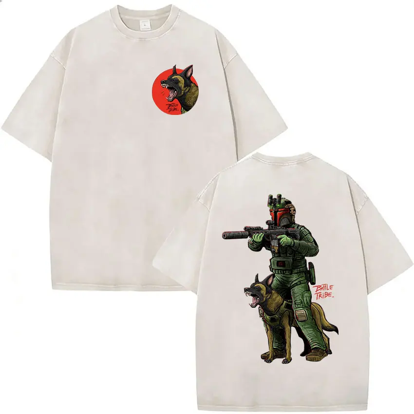 Vintage Washed Forward Observations Group Skeleton Merch T Shirts Men's Street Summer Cotton Oversized T-shirt Gothic Streetwear