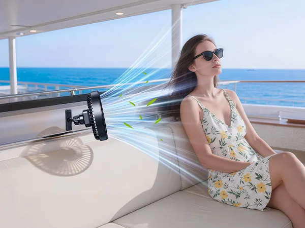 Eary Magnetic Cruise Ship Approved Fan 3000mAh Battery Operated Portable Golf Cart Fans with 3 Speeds 360°Rotation Cooling Fans