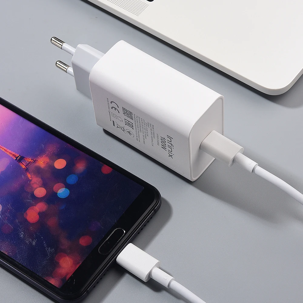 Infinix 100W Charger EU Super Fast Charging Power Adapter USB C To Type C Cable For Infinix Note 60 Ultra 50 40 Pro+ GT 20 30Pro
