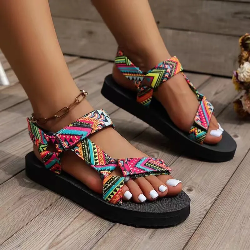 Summer Flat Women's Shoes Hemp Rope Set Foot Beach Sandals Outdoor All-match Casual Slippers Large Size Women Sandals, Shoes