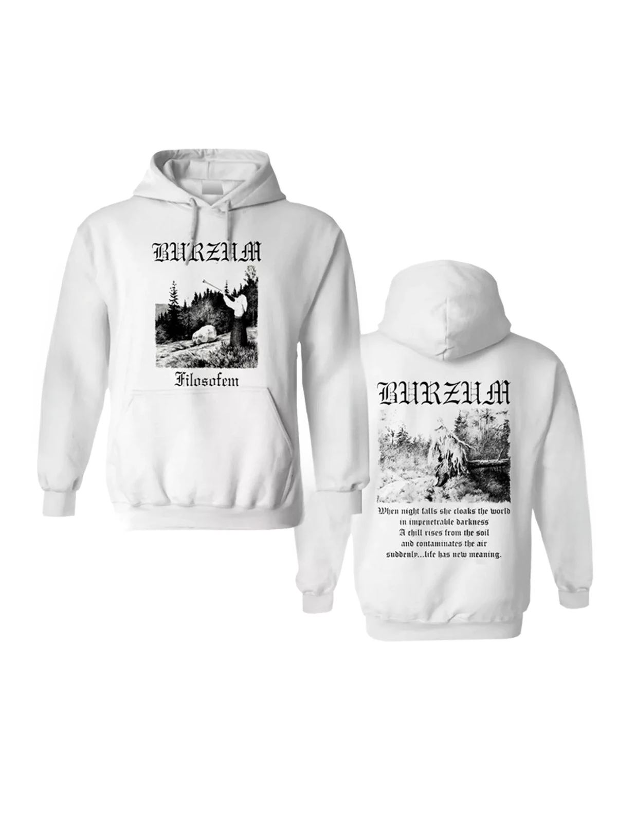 Retro Autumn/Winter New Style Burzum Norwegian Black Metal Rock Dark Long-Sleeved Thick Loose Hooded Sweatshirt