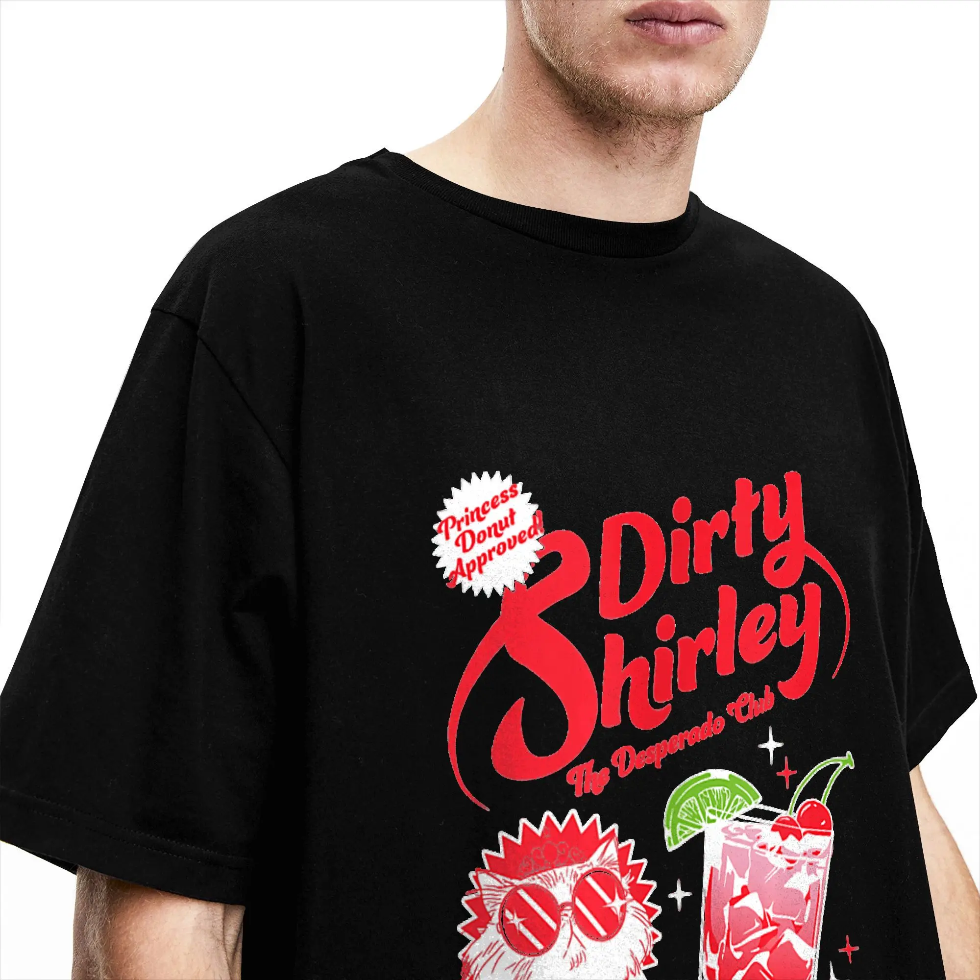 DCC Dirty Shirley Desperado Club Ad with Princess Donut Cotton T Shirt For Men Summer Vintage T Shirts O Neck Harajuku Tees