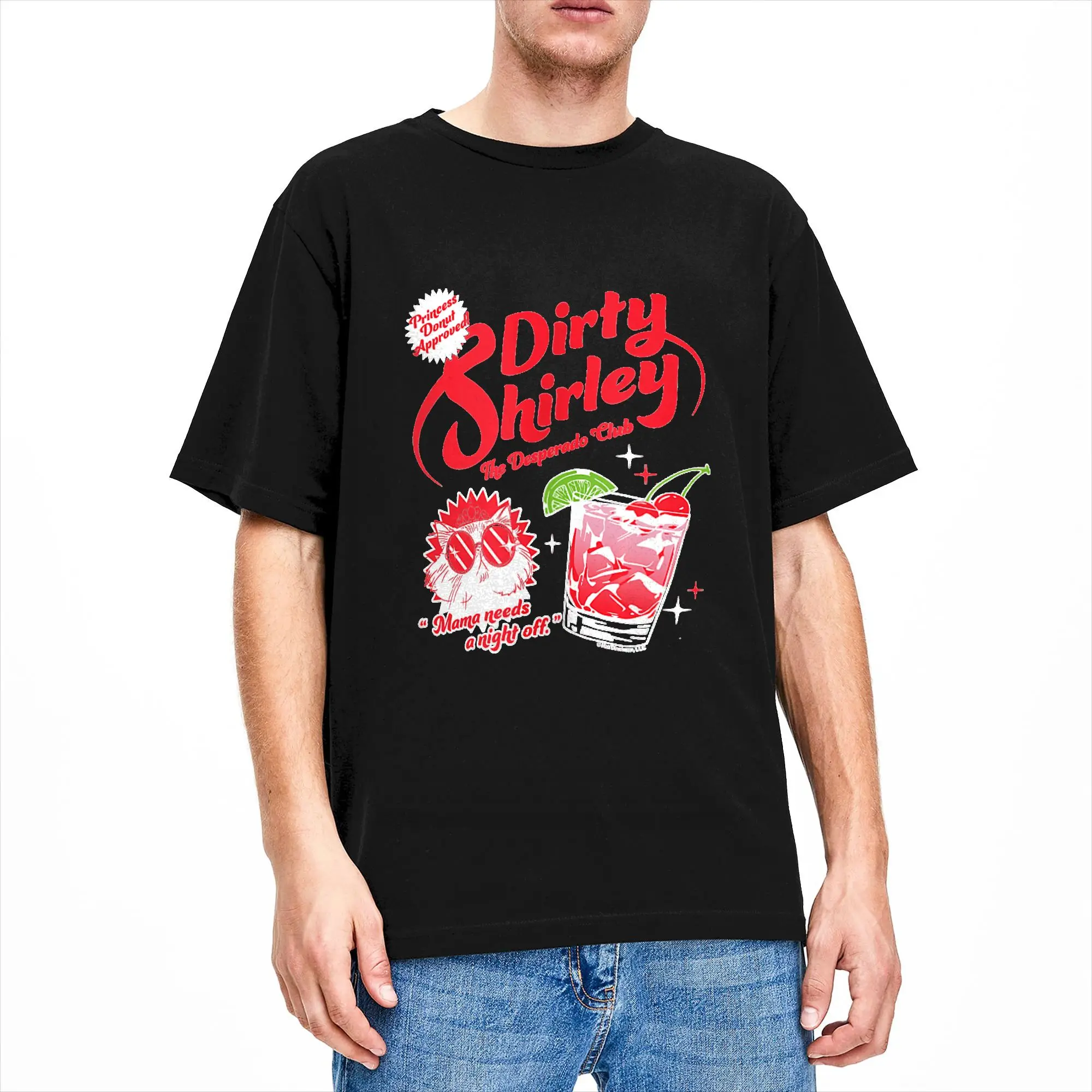 DCC Dirty Shirley Desperado Club Ad with Princess Donut Cotton T Shirt For Men Summer Vintage T Shirts O Neck Harajuku Tees