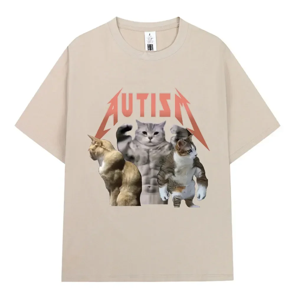 Buff Cats Autism Memory T-shirt Fitness Gym Fashion Hip Hop Short Sleeve T Summer Comfortable T-shirt tops