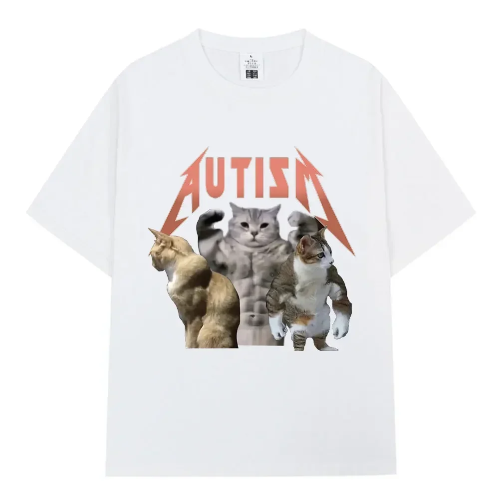 Buff Cats Autism Memory T-shirt Fitness Gym Fashion Hip Hop Short Sleeve T Summer Comfortable T-shirt tops