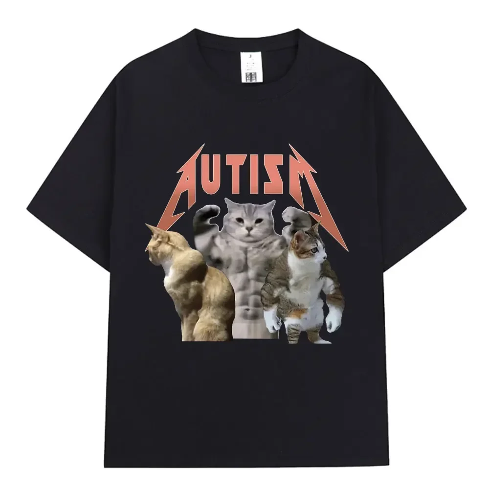 Buff Cats Autism Memory T-shirt Fitness Gym Fashion Hip Hop Short Sleeve T Summer Comfortable T-shirt tops