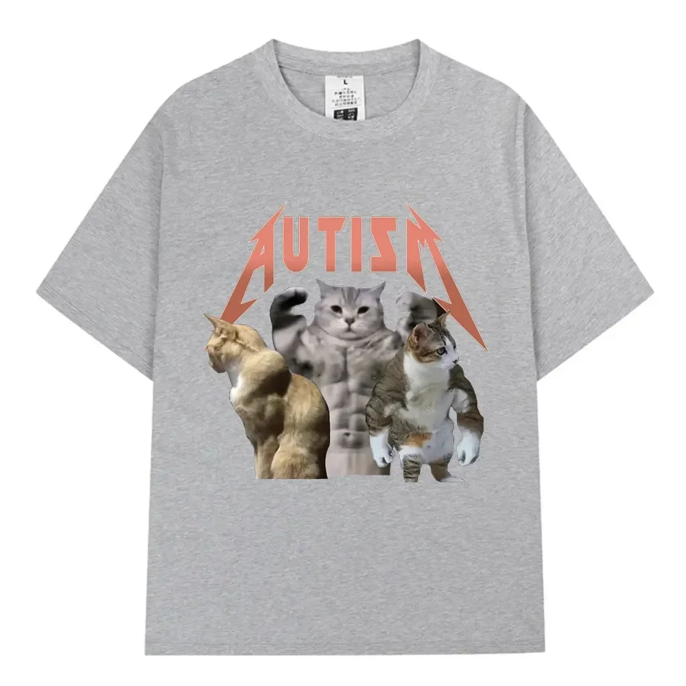 Buff Cats Autism Memory T-shirt Fitness Gym Fashion Hip Hop Short Sleeve T Summer Comfortable T-shirt tops