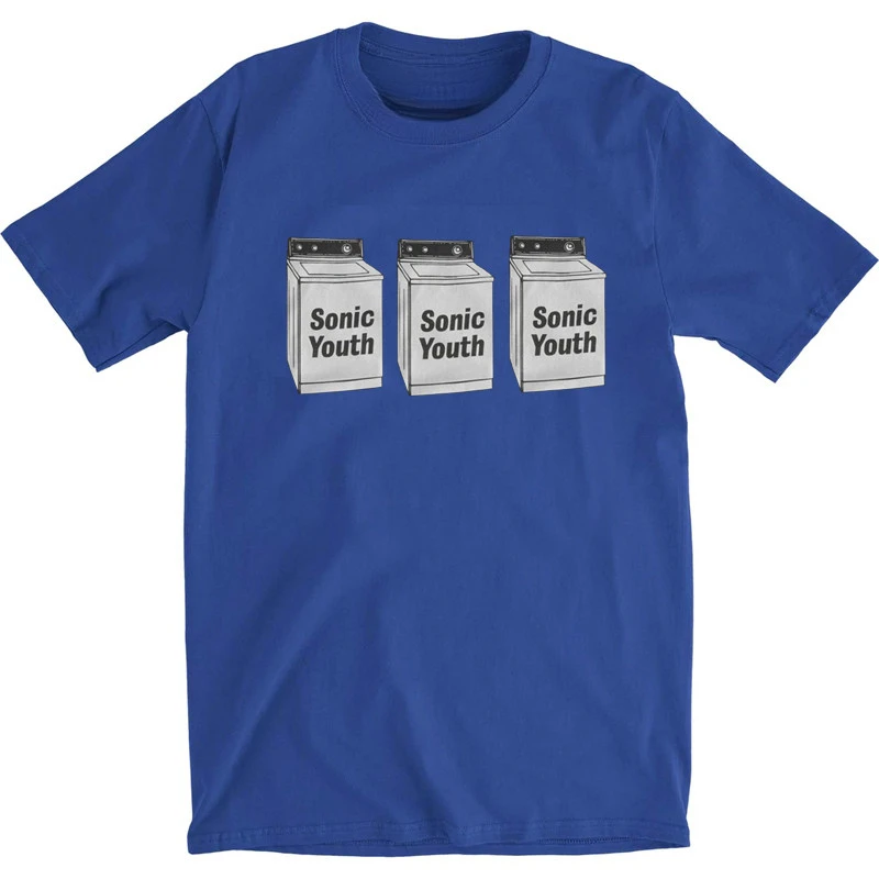 SONIC YOUTH Blue T-shirt Sonic Youth Washing Machine Album Casual T-Shirt Men's and Women's Luxury Brand Top
