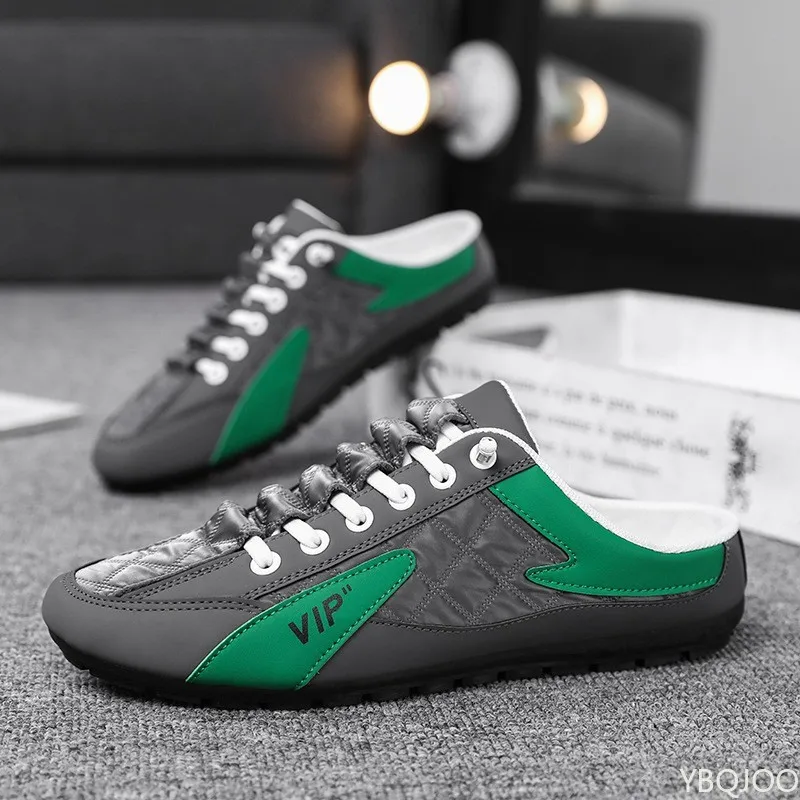 2025 Spring and Autumn Fashion New Versatile Trendy Men's Flat Flat Shoes with Anti Slip Soft Bottom Half Dragged Men's Shoes