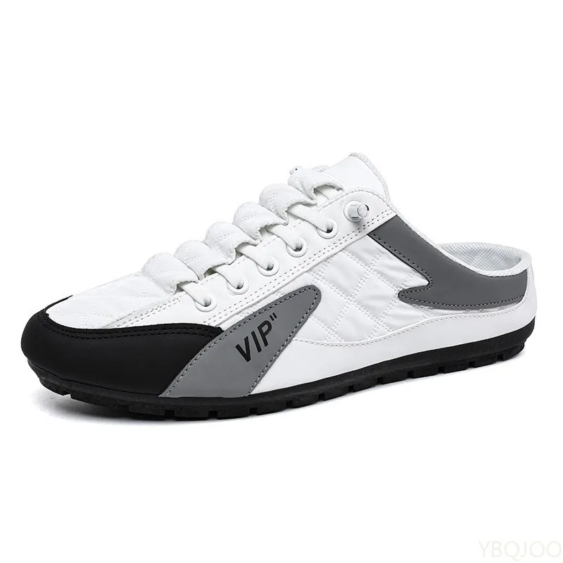2025 Spring and Autumn Fashion New Versatile Trendy Men's Flat Flat Shoes with Anti Slip Soft Bottom Half Dragged Men's Shoes