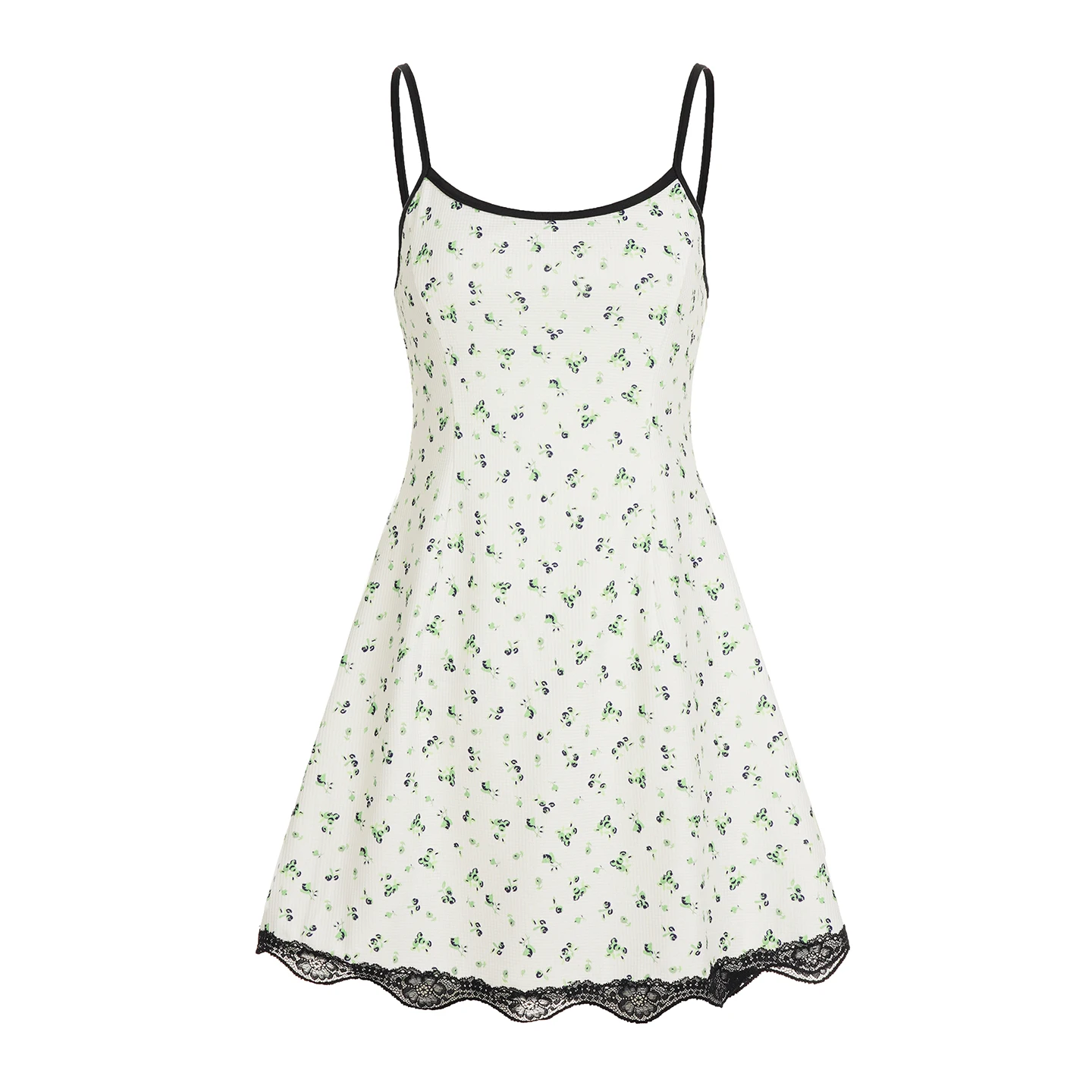 SUCHCUTE Sexy Floral Strap Dress for Women Y2K Slim Fit Ruffle Lace Short Dress Summer Vacation Beach A-Line Dress Coquette Chic