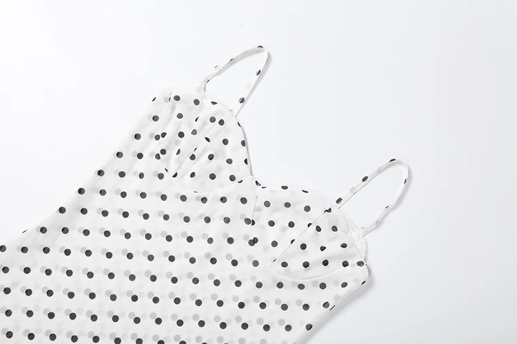 Kliou Polka Dot Print Sling Dress Woman Summer Trend Low-Neck Backless High Waist Robe Daily Casual Simple Elegant Long Bodycon